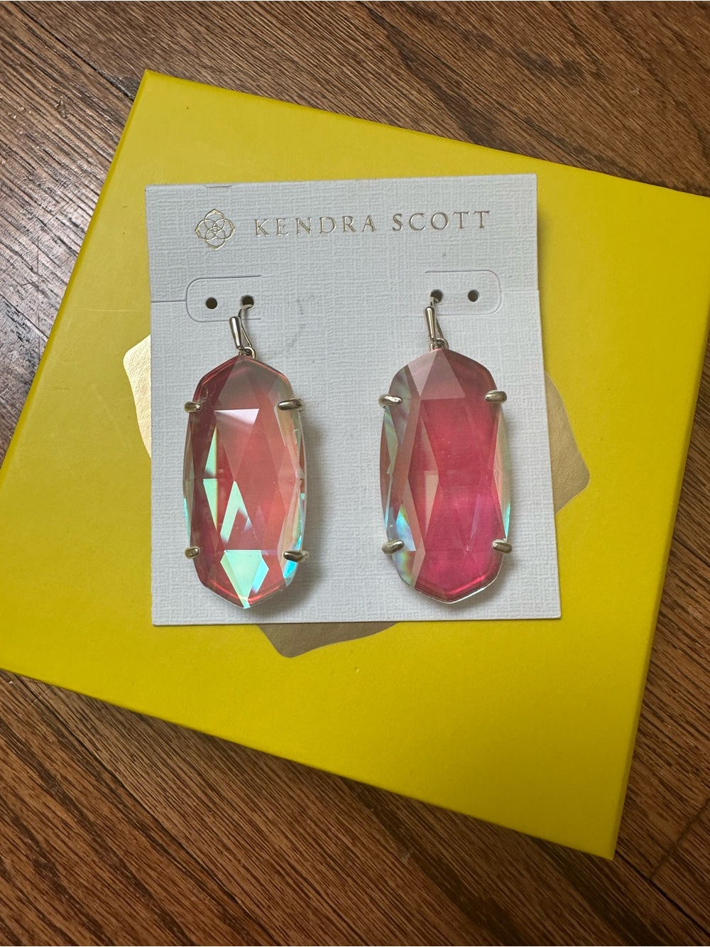 New Kendra Scott Dichroic Glass Esmee Earrings in Gold